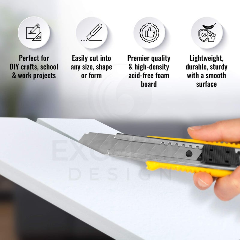 Excelsis Design لوح فوم أبيض من إكسيليسيز تصميم 8 × 10 - 15 عبوة، سمك 1/8" (3 مم) لأوراق ملصقات الفوم الأساسية للفنون، الحرف، لوحات الرؤية، مشاريع المدرسة، العروض التقديمية واللافتات - Image 2